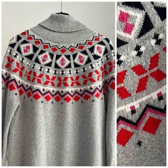 1901 Nordstrom Fair Isle Turtleneck Cotton Blend Sweater Small - Picture 3 of 5